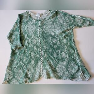 Sundance Boho Lagenlook Lightweight Cotton Sweater Tunic Top Green M